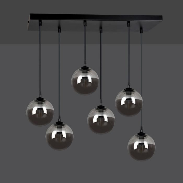 Emibig COSMO Cosmo taklampa svart Globe Cluster med grafitglas lampskärm, 6x E14