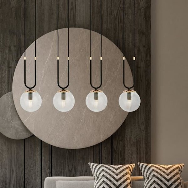Emibig GLAM Glam Globe Bar taklampa svart med klarglasskärm, 4x E14