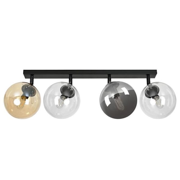 Emibig TOFI Black Globe takstrålkastare med klara, grafit och bärnstensfärgade glasskärmar, 4x E14