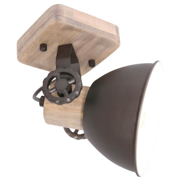 Vägglampa - GEARWOOD - Spotlight i ek och antracitmetall - H 17 cm