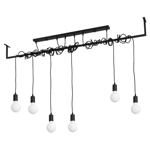 Pendel SALAMANCA 6 E27 LED Modern Loft BOHO Design Korridor -Sort