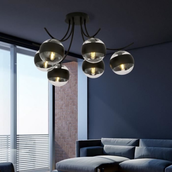 Emibig BOSTON Globe Boston svart taklampa med flera armar med klar och svart glasskärm, 6x E14