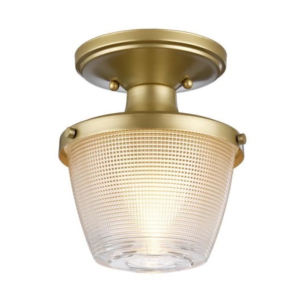 Elstead Dublin 1 Light Semi-Ceiling Light, målad naturmässing, IP44, E27