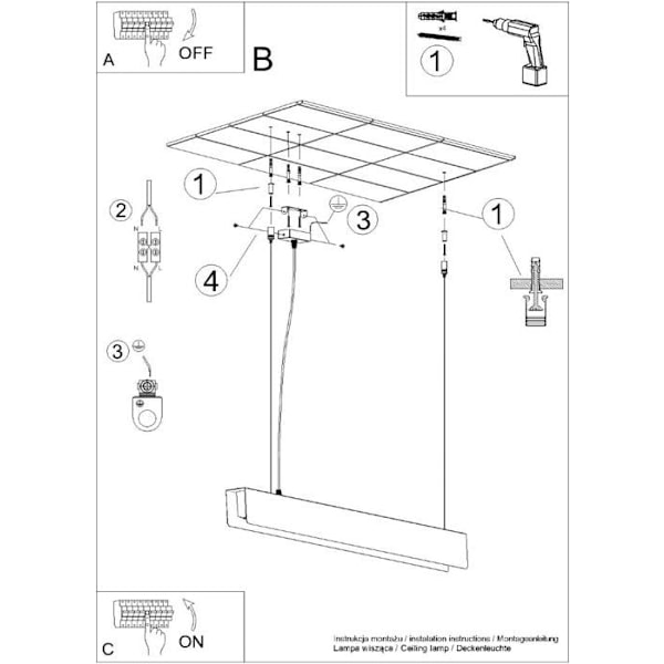 Suspensionslampe Dekorativ - Sollux - SPARK - LED G13 - 850lm - 3000K - Guld - 100x8x120cm Guld