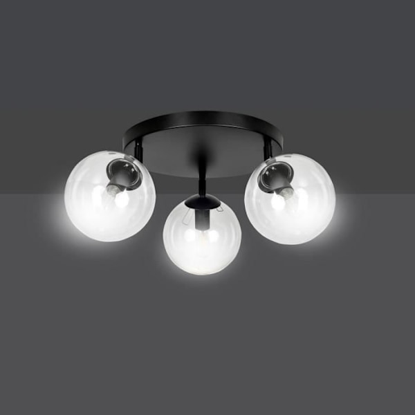 Emibig TOFI Tofi Black Globe taklampa med klarglasskärm, 3x E14