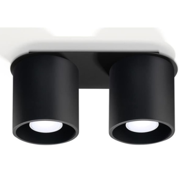 ORBIS LED-taklampa - SOLLUX - Svart - 2 GU10-lampor - Modern design för Sovrum Vardagsrum Trappor Korridor