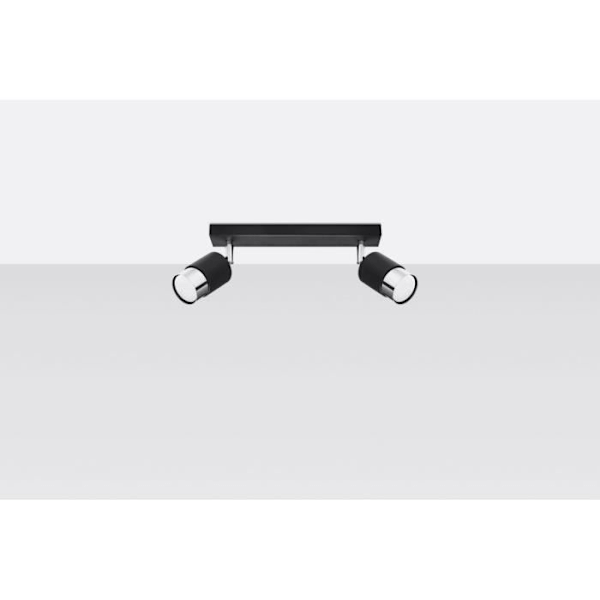 Plafondslampa - SOLLUX - Nero - Svart/Krom - 2x GU10 - Modern Design - 40W