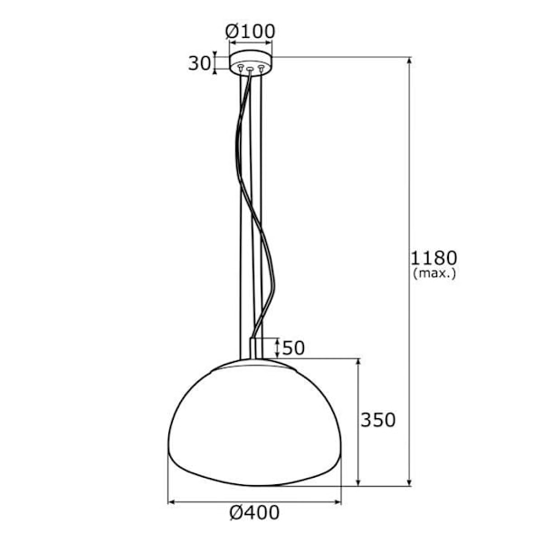 Argon TRINI Globe hængende loftslampe 40 cm mat opal, messingelementer