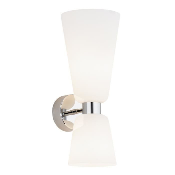 Vägglampa - Argon - RENO - Opal Matt - Krom - E14 - 2 Glödlampor