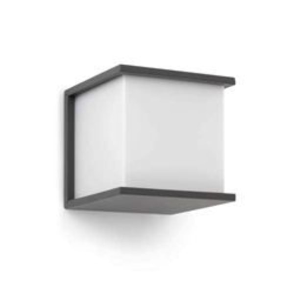Vägglampa utomhus - FARO - Kubic - Grå - Metall - Kompakt lysrör - IP44 Mörkgrå