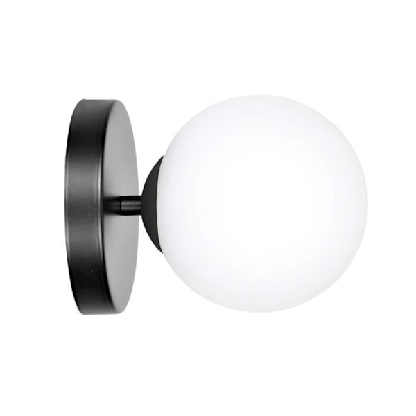Emibig HALLDOR Halldor Globe Vägglampa Svart med vit glasskärm, 1x E14