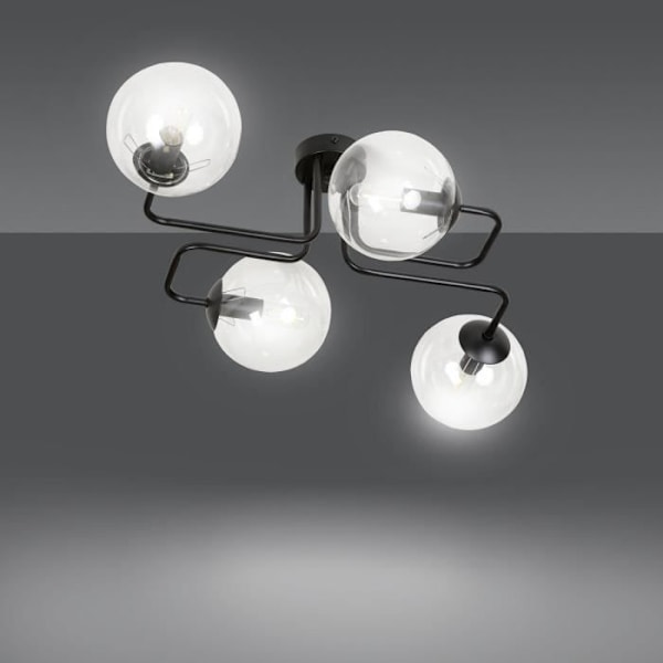 Emibig BRENDI Brendi Globe Black Semi-Flow Mount Taklampa med multi-armar med klarglasskärm, 4x E14