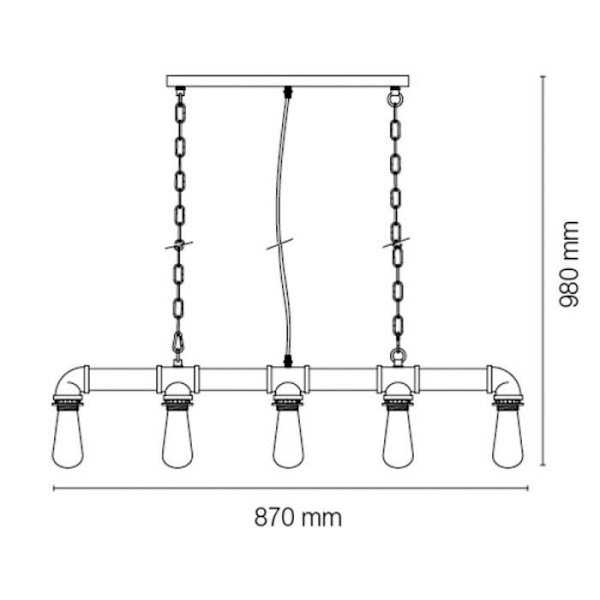 Loftslampe 5 LYGTER E27 oxid 'BULAR' CR 99-635-27-129
