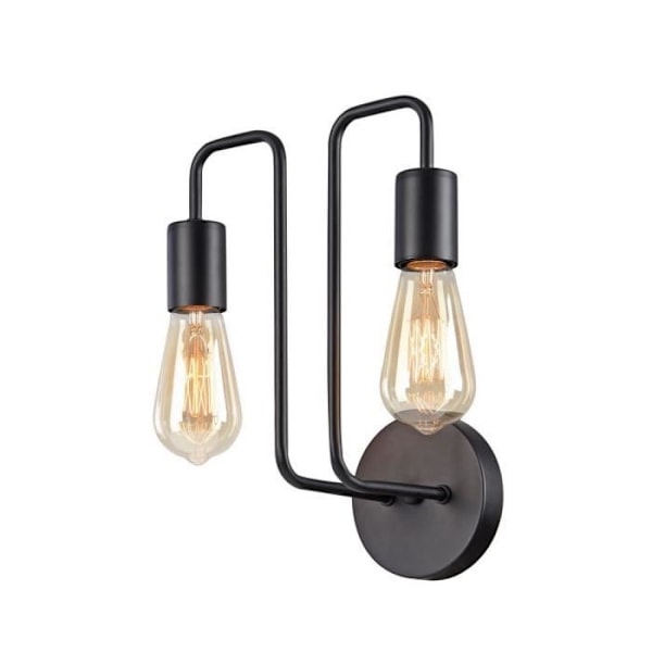 Vägglampa - GILBERT - Svart - 2 ljuskällor - E27 - 60W - Inomhus