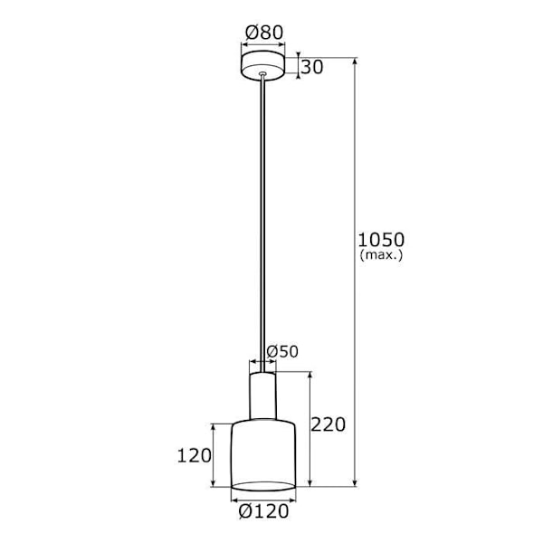 Argon SINES Loftlampe Suspension Kuppel 12cm Sort struktur, Messing Elementer