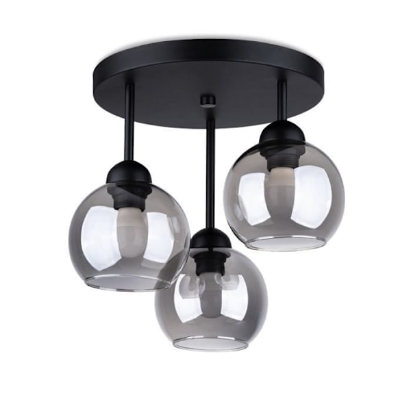 Halvt forsænket loftslampe - SOLLUX - Alino - Sort - 3 E27 lamper - Moderne design - IP20