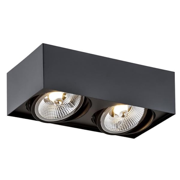 Dobbelt overflademonteret downlight Argon RODOS Plus GU10 - sort struktur - 2 lamper - 12W
