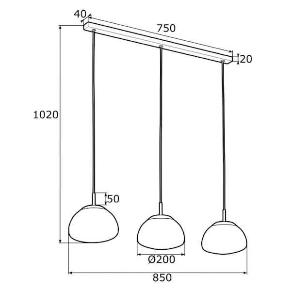 Upphängd taklampa 3 lampor Matt Opal - Argon - TRINI - Mässingsstål - Modern design