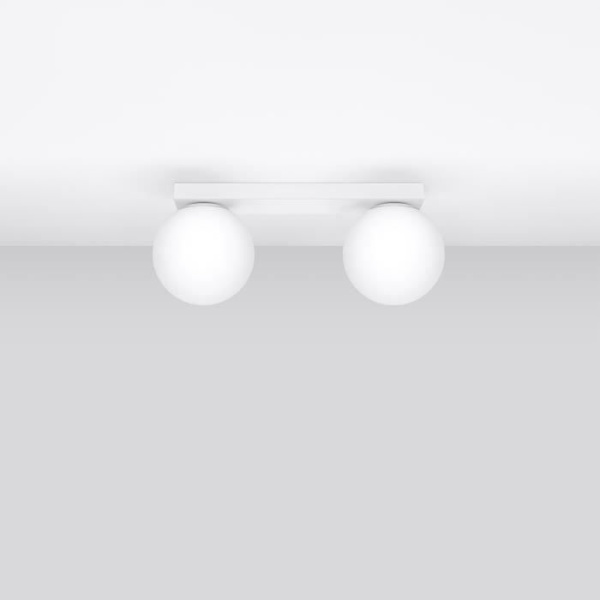Loftslampe - SOLLUX - Yoli - White Globe - Stål/Glas - 2 G9 pærer - 12W