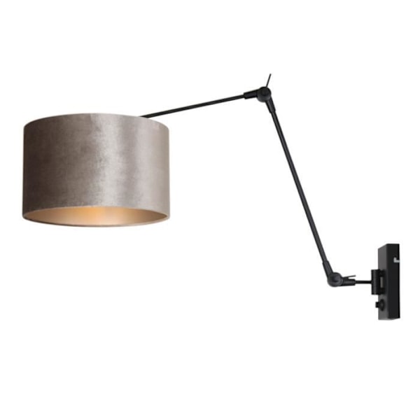 Sienna Prestige Chic Vägglampa med mattsvart lampskärm, taupe zink