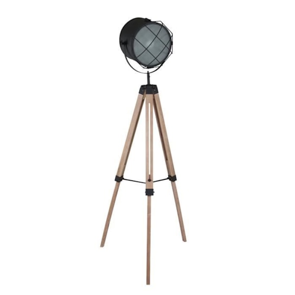 Sienna DyceTripod gulvlampe mat sort, lyst træ, mat glas Bøg