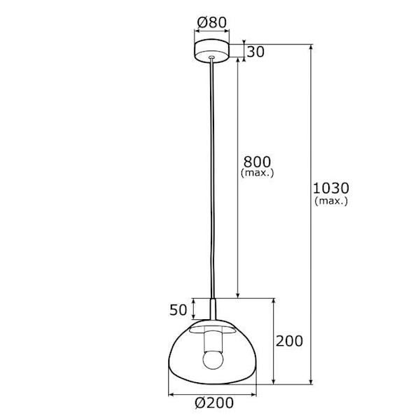 Loftlampe - Argon - TRINI - Globe 20cm - Mat Sort - Messingelementer - Glas