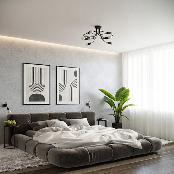 Væglampe - Sollux Lighting - Levar 4 - Sort Metal - E27 - Indendørs svart