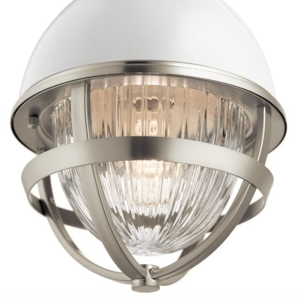 Elstead Kichler Tollis Globe Pendel Taklampa Borstad Nickel & Vit