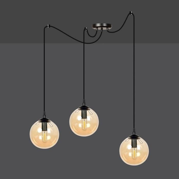 Emibig GIGI Gigi Globe Cluster taklampa i svart glas med bärnstensfärgad glasskärm, 3x E14