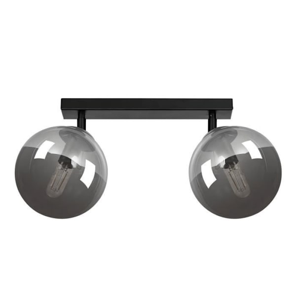 Emibig TOFI Globe Twin taklampa svart med skärm i grafitglas, 2x E14