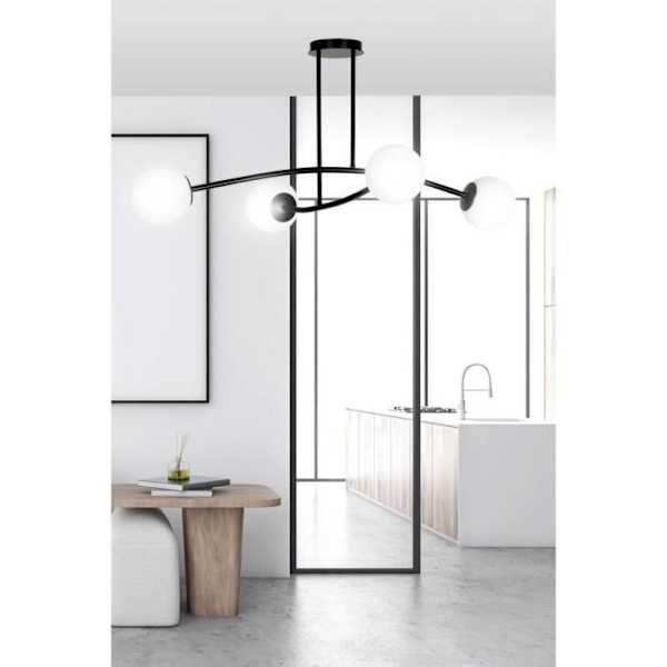 Emibig HALLDOR Halldor Globe Taklampa Svart med vit glasskärm, 4x E14