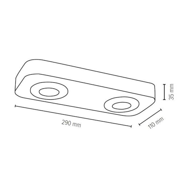 Grå betonloftslampe, rektangulært design 2 spots, COOL