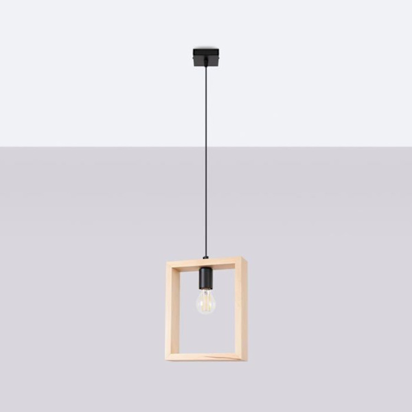 Pendellampe - Sollux - Aries - E27, 1x15W LED - Naturligt Træ - Contemporary Design Naturligt trä