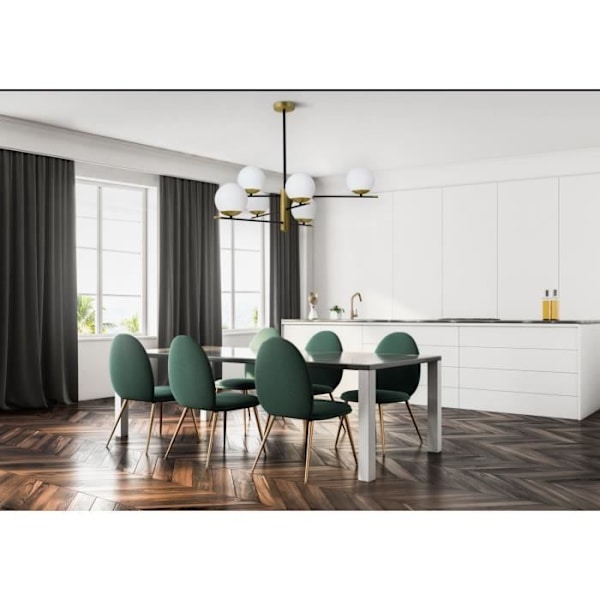 Luster 6 lampor, Modern stil, i Metall färg guld, Skärmar i vitt glas, exkl. E14 6x 40W 220V