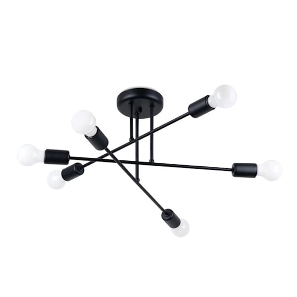Lys - Sollux Lighting - Norah 6R - Stål - Sort - 6 E27 pærer - LED svart
