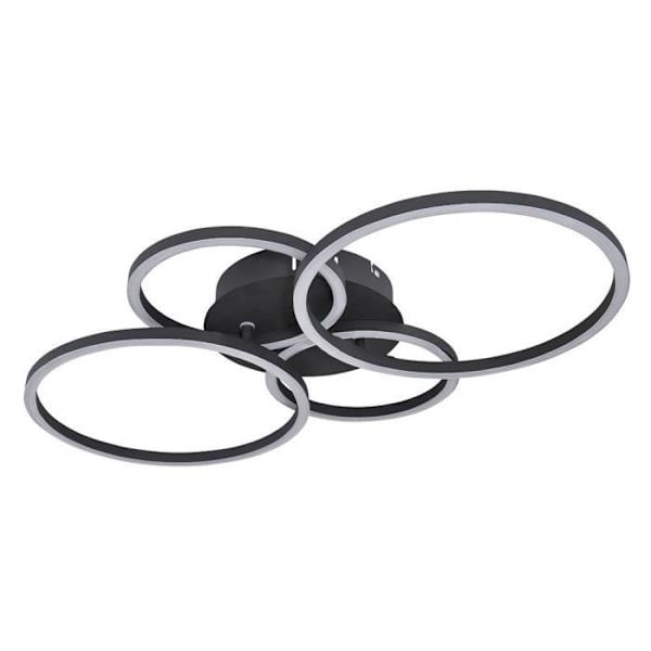 LED loftslampe, ringdesign, mat sort, L 65,5 cm