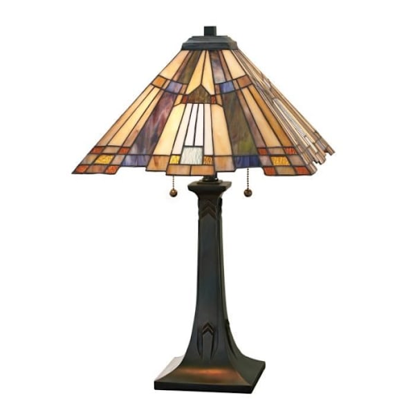 Lampa - Inglenook - Brons och Tiffany Glas - 1 glödlampa - 60W - Klassisk stil Brons, Tiffany glas