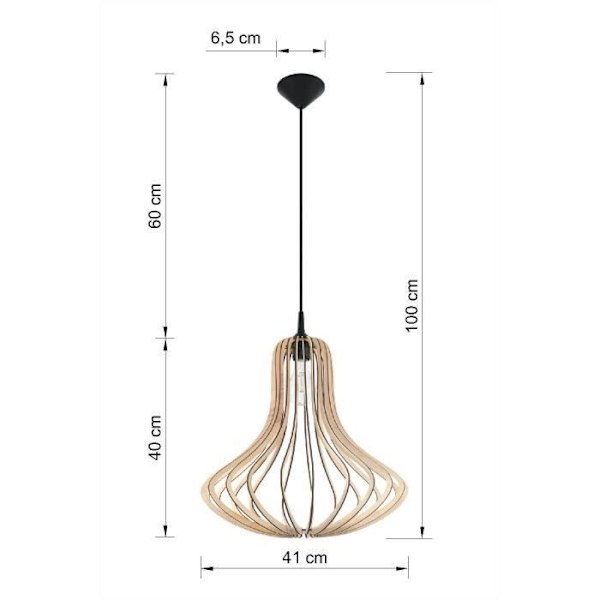 ELZA E27 LED Pendel Modern Loft BOHO Design Korridor - Træ