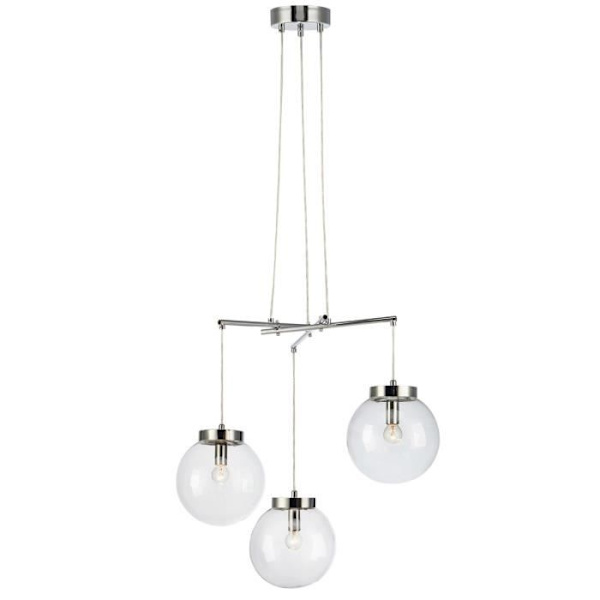 SICILY pendellampa (3x40W) i kromglas Krom, Transparent