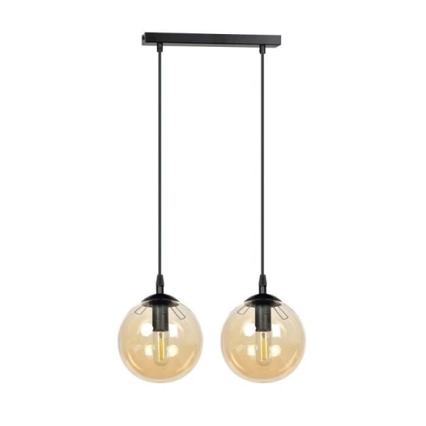 Emibig COSMO Cosmo Globe Bar pendel loftslampe sort med ravfarvet glas lampeskærm, 2x E14