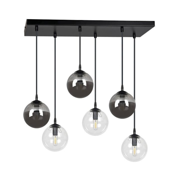 Emibig COSMO Globe Cluster taklampa svart med klarglas och grafit lampskärm, 6x E14