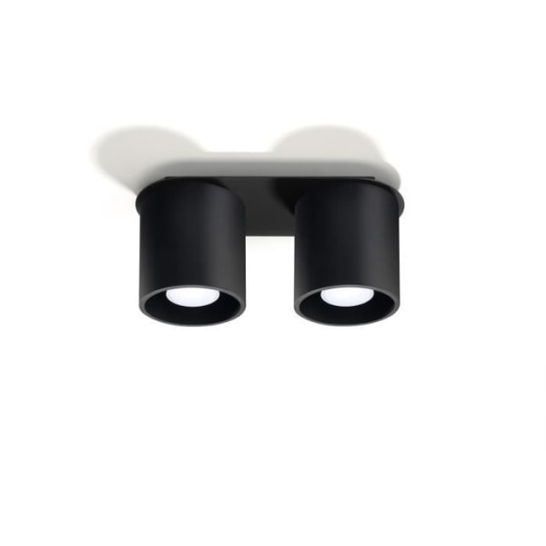 ORBIS LED-taklampa - SOLLUX - Svart - 2 GU10-lampor - Modern design för Sovrum Vardagsrum Trappor Korridor