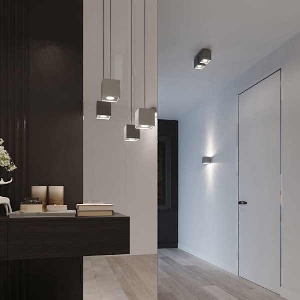 QUAD 2 Spot Taklampa Modern Loft Design för sovrum Vardagsrum Trappor Korridor - Grå