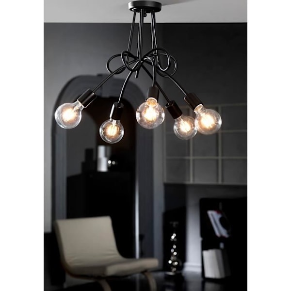 Plafonnier - Onli - WIRE - Sort - Metal - 5 pærer E27 - Moderne design