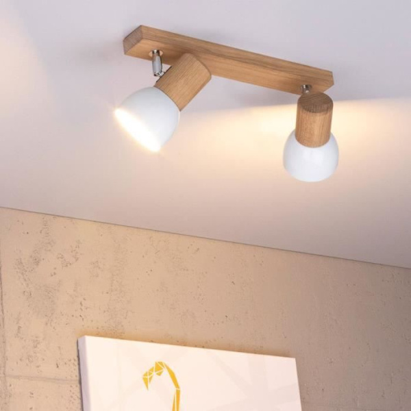 Naturlig birk loftslampe, skandinavisk design 2 fatninger, SVENDA