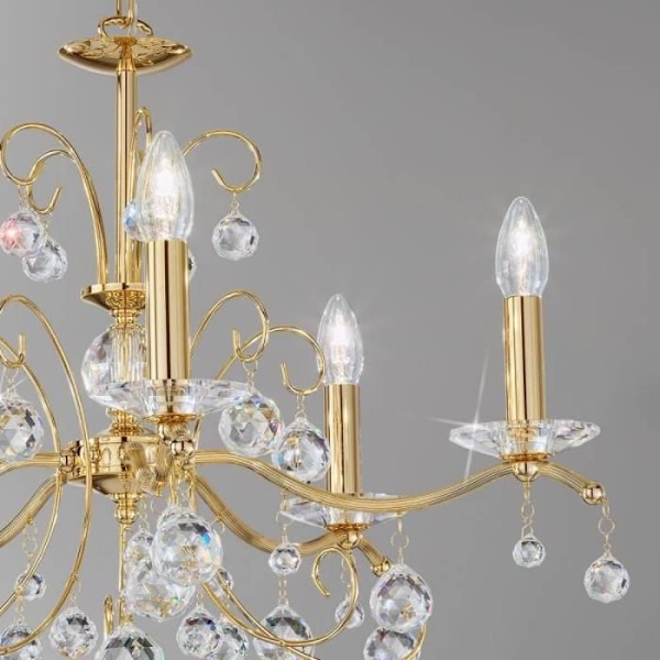 Krystal lysestage - KOLARZ - CARMEN 2 - 24 karat guld - 5 pærer - Diameter 65 Cm