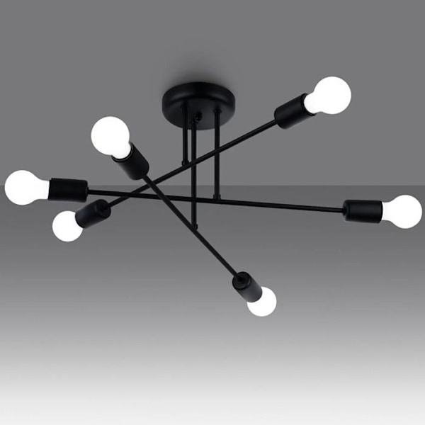 Lys - Sollux Lighting - Norah 6R - Stål - Sort - 6 E27 pærer - LED svart