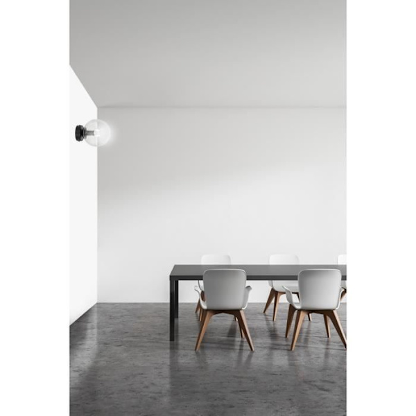 Emibig ROSSI Sort Rossi væglampe med transparent glasskærm, 1x E15