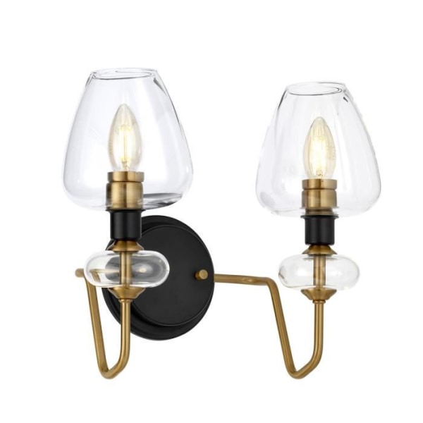 Armand 2-Light Wall Sconce, åldrad mässing, glasskärm