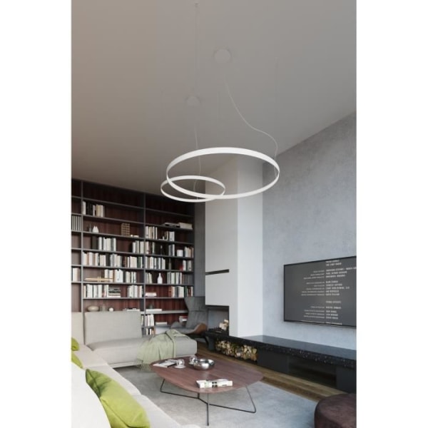 Sollux Lighting Rio Integreret LED Ring Pendel Loftslampe, Hvid, 3000K, 3870lm